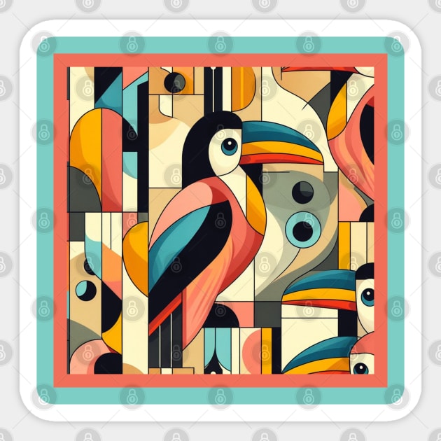 Geometric toucan birds Sticker by ViaSabo